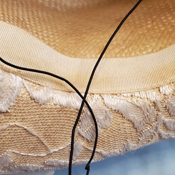 Whittall & Shon Chic Lace  Women's Straw Hat with Floral Accents - Picture 6 of 10